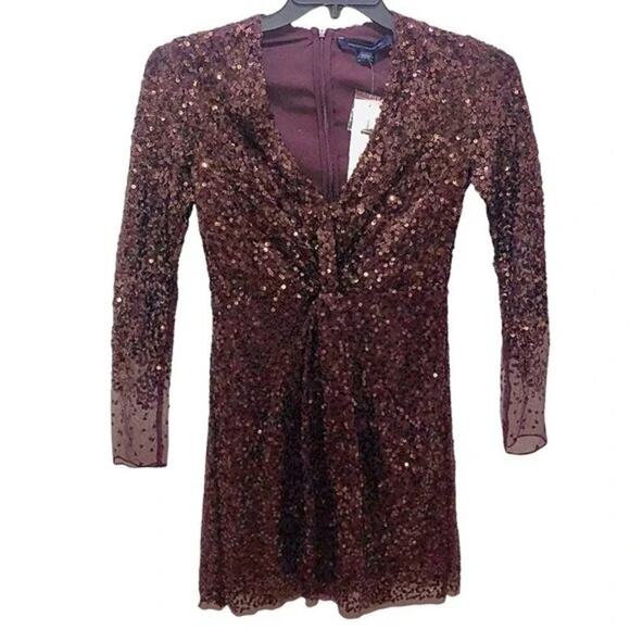 French Connection NWT Emille Sparkle Sequin Sheath Dress Bronze Brown, Size 0 - Picture 8 of 13